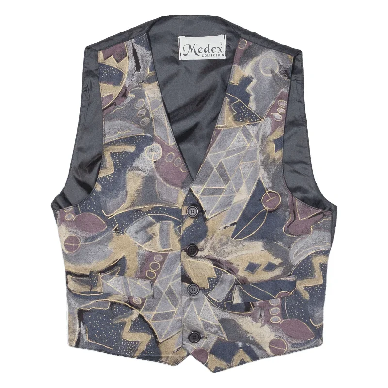 MEDEX Collection Mens Waistcoat Grey 90s Crazy Pattern XXS