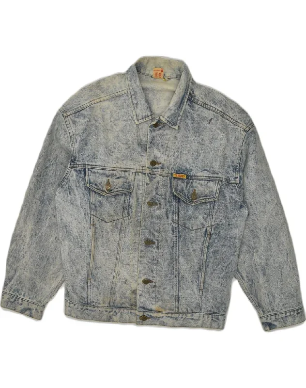 VINTAGE Mens Denim Jacket IT 50 Large Blue Cotton