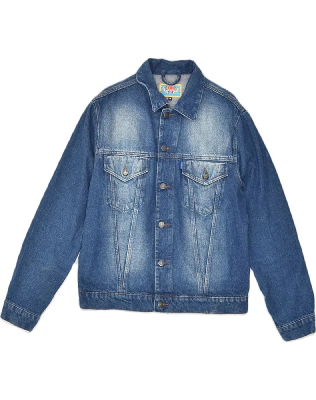 VINTAGE Mens Denim Jacket UK 38 Medium Blue Cotton