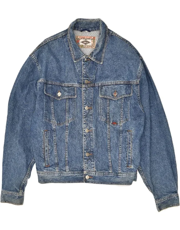 VINTAGE Mens Denim Jacket UK 40 Large Blue Cotton