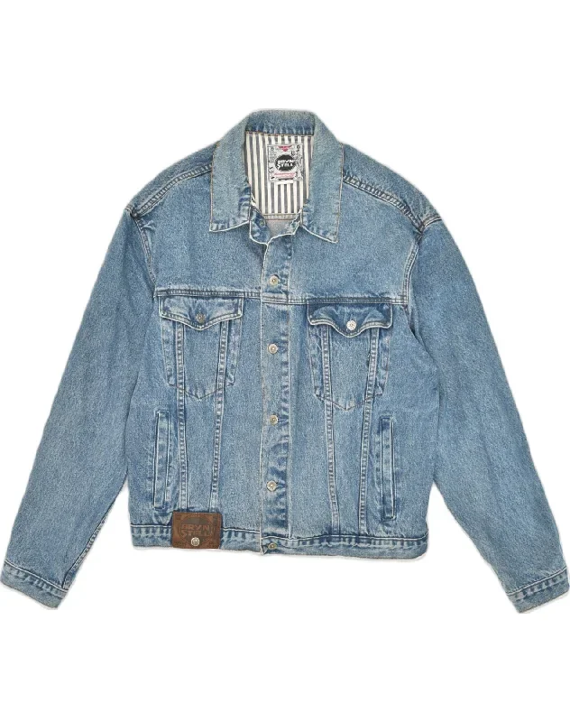 VINTAGE Mens Denim Jacket UK 40 Large Blue Cotton