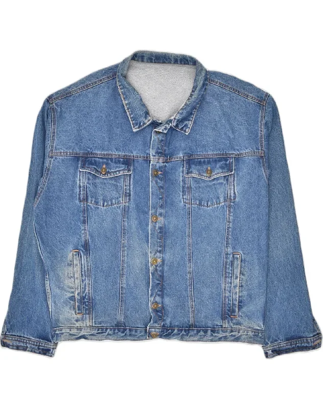 VINTAGE Mens Denim Jacket UK 44 2XL Blue Cotton