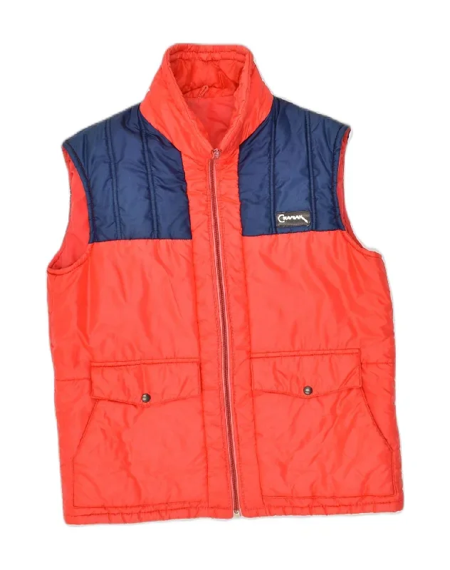 VINTAGE Mens Padded Gilet UK 38 Medium Red Colourblock Nylon