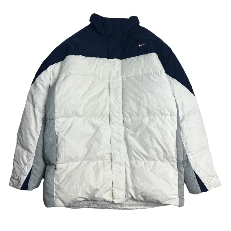 Vintage Nike Side Swoosh Puffer Jacket - White/Navy