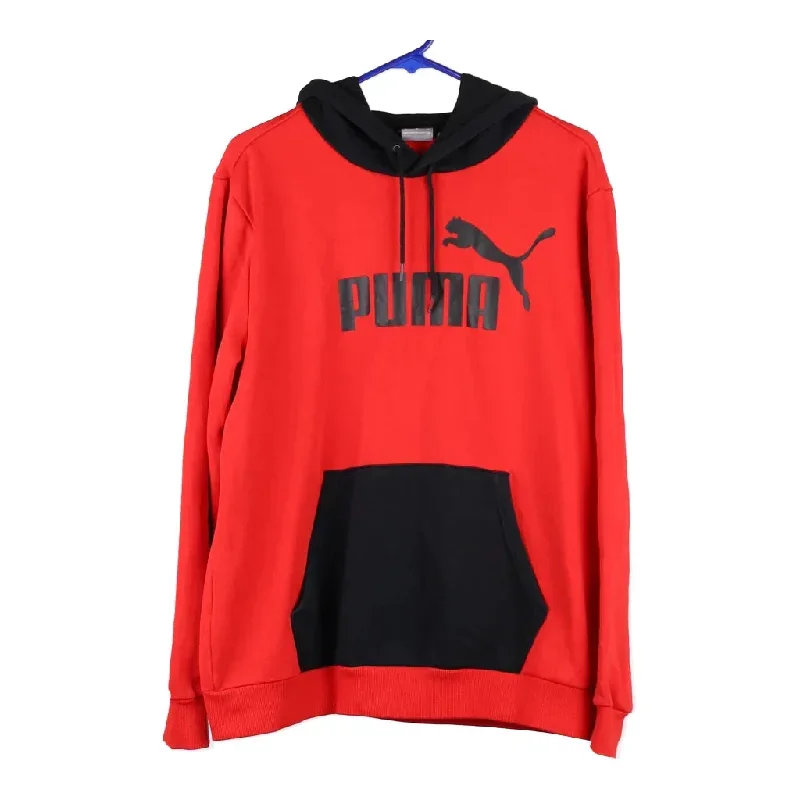 Puma Spellout Hoodie - Medium Red Cotton Blend