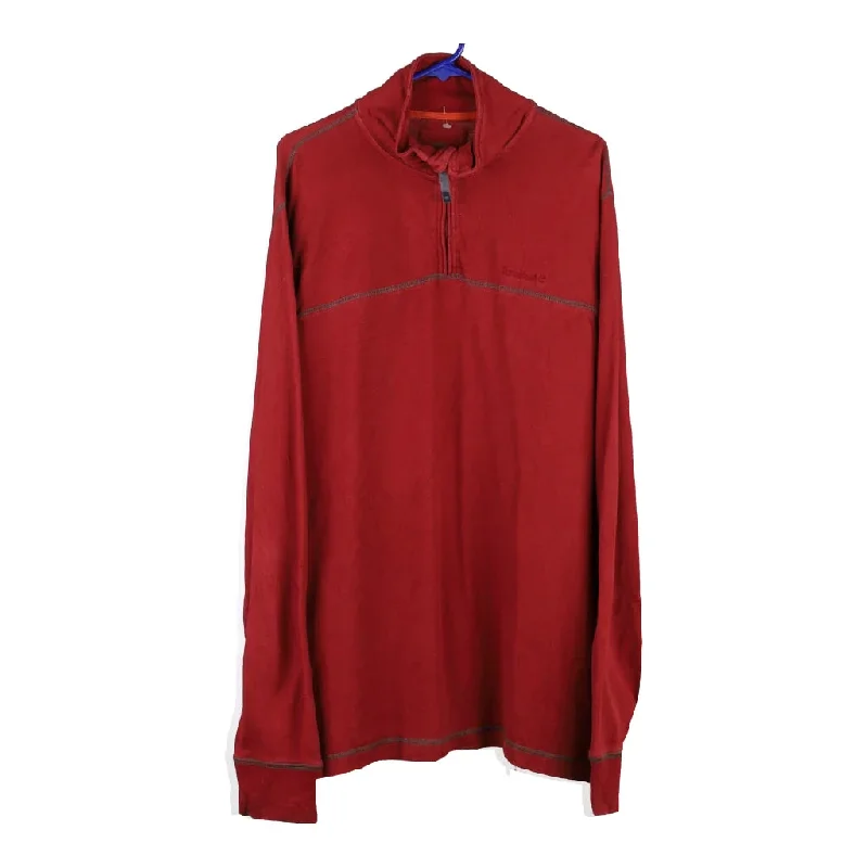 Timberland 1/4 Zip - XL Red Cotton Blend