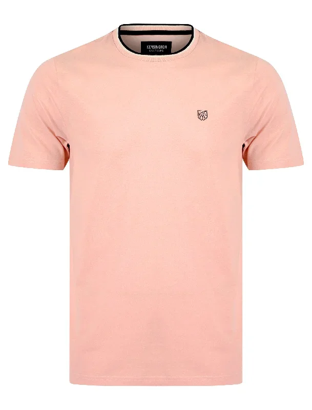 Westport Cotton Jersey Crew Neck Ringer T-Shirt in Rose Shadow - Kensington Eastside