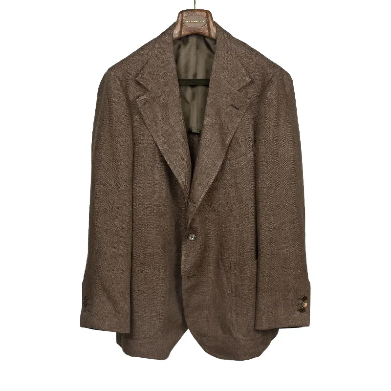 x Sartoria Carrara: ultra-light unlined sport coat in brown washed linen herringbone